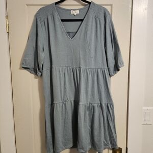 Women's Blue V-Neck Dress